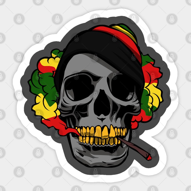 GRAY SKULL RASTA SMOKE Sticker by Ganja Grip